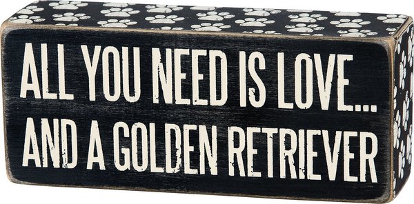 Primitives By Kathy "All You Need Is Love? & A Golden Retriever" Box Sign slide 1 of 1