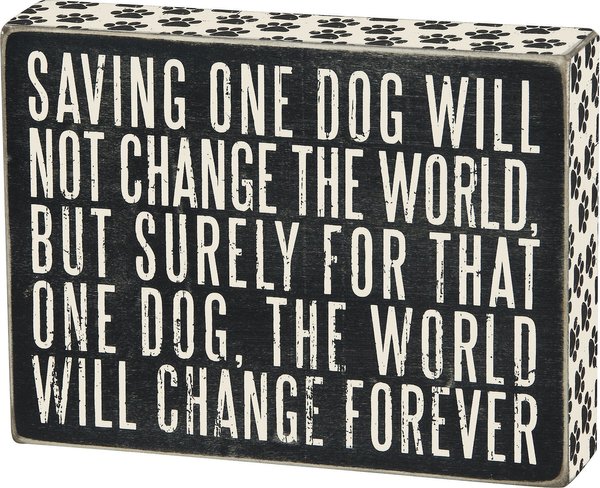 Primitives By Kathy "Saving One Dog" Box Sign slide 1 of 2