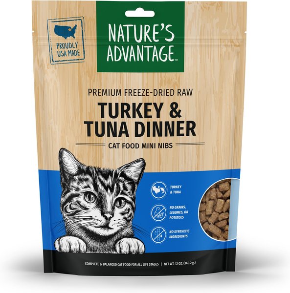 Nature's Advantage Turkey & Tuna Mini Nibs Grain-Free Freeze-Dried Raw Cat Food, 12-oz bag