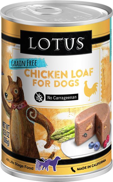 LOTUS Chicken Loaf Grain Free Canned Dog Food 12.5 oz case of 12