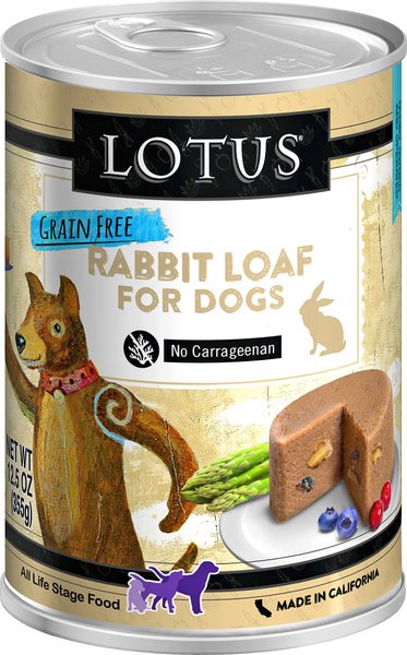 LOTUS Rabbit Loaf Grain Free Canned Dog Food 12.5 oz case of 12