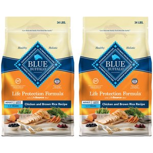 Blue Buffalo Life Protection Formula Large Breed Adult Chicken & Brown Rice Recipe Dry Dog Food, 34-lb bag, bundle of 2