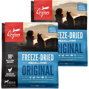 ORIJEN Original Grain-Free Freeze-Dried Dog Food & Topper, 16-oz bag, bundle of 2