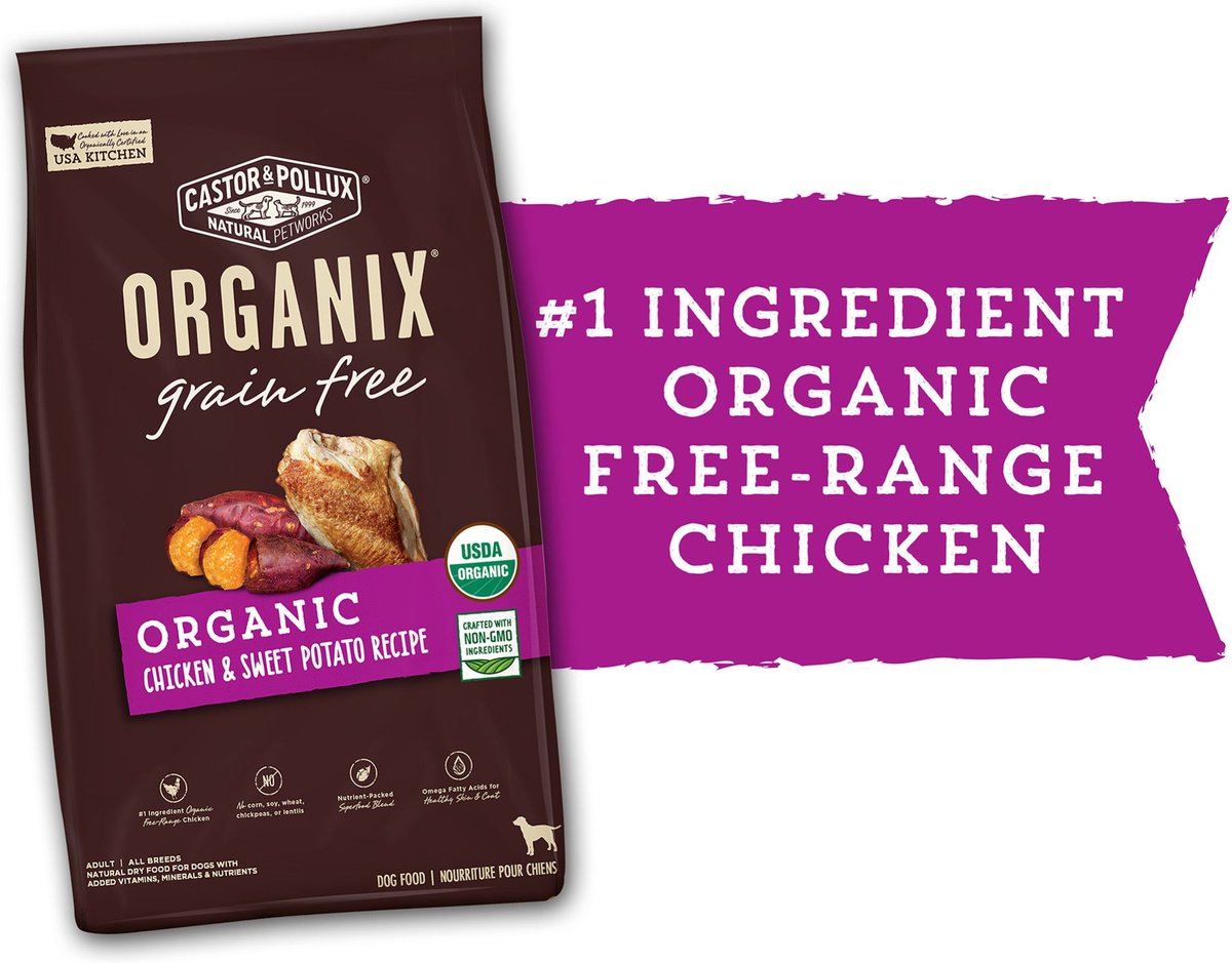 CASTOR & POLLUX ORGANIX Organic Chicken & Oatmeal Recipe Dry Dog Food, 4lb bag