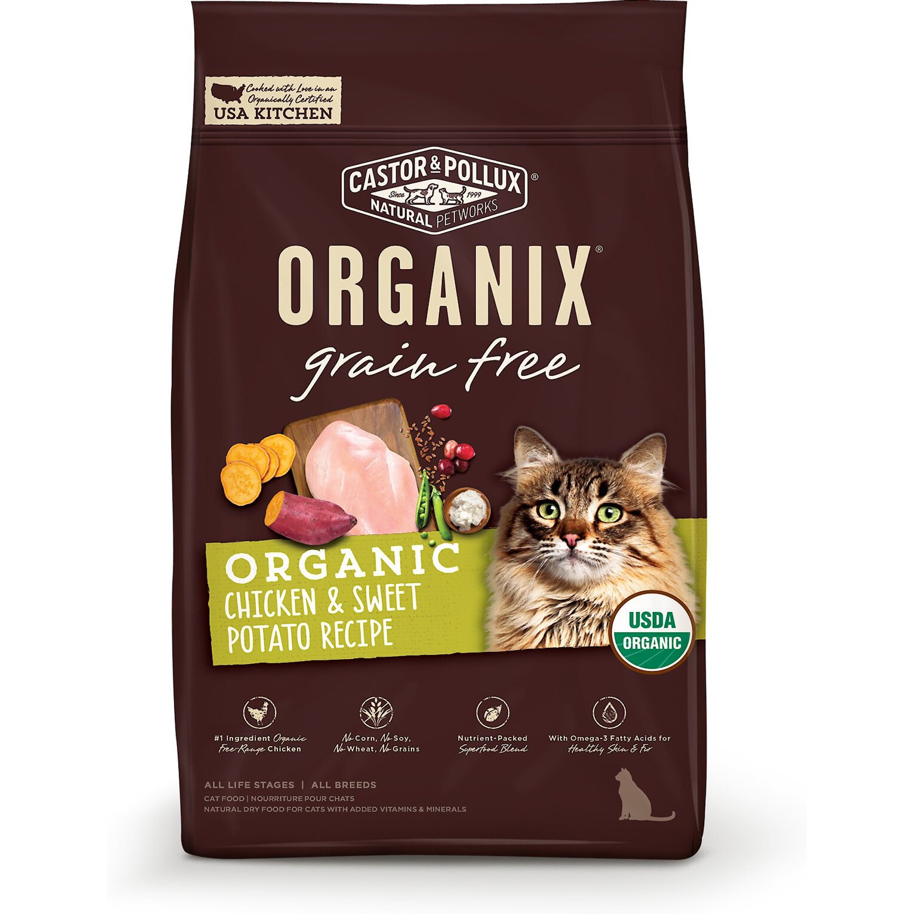 Discontinued CASTOR POLLUX Organix Grain Free Organic Chicken Sweet Potato Recipe Dry Cat Food 10 lb bag Chewy