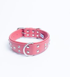 Angel Athens Rhinestone Leather Dog Collar, Bubblegum Pink, Large: 17 to 22-in neck, 1.5-in wide