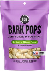 BIXBI Bark Pops Rotisserie Chicken Flavor Light & Crunchy Dog Treats, 4-oz bag