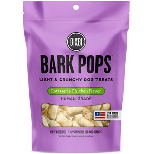 BIXBI Bark Pops Rotisserie Chicken Flavor Light & Crunchy Dog Treats, 4-oz bag