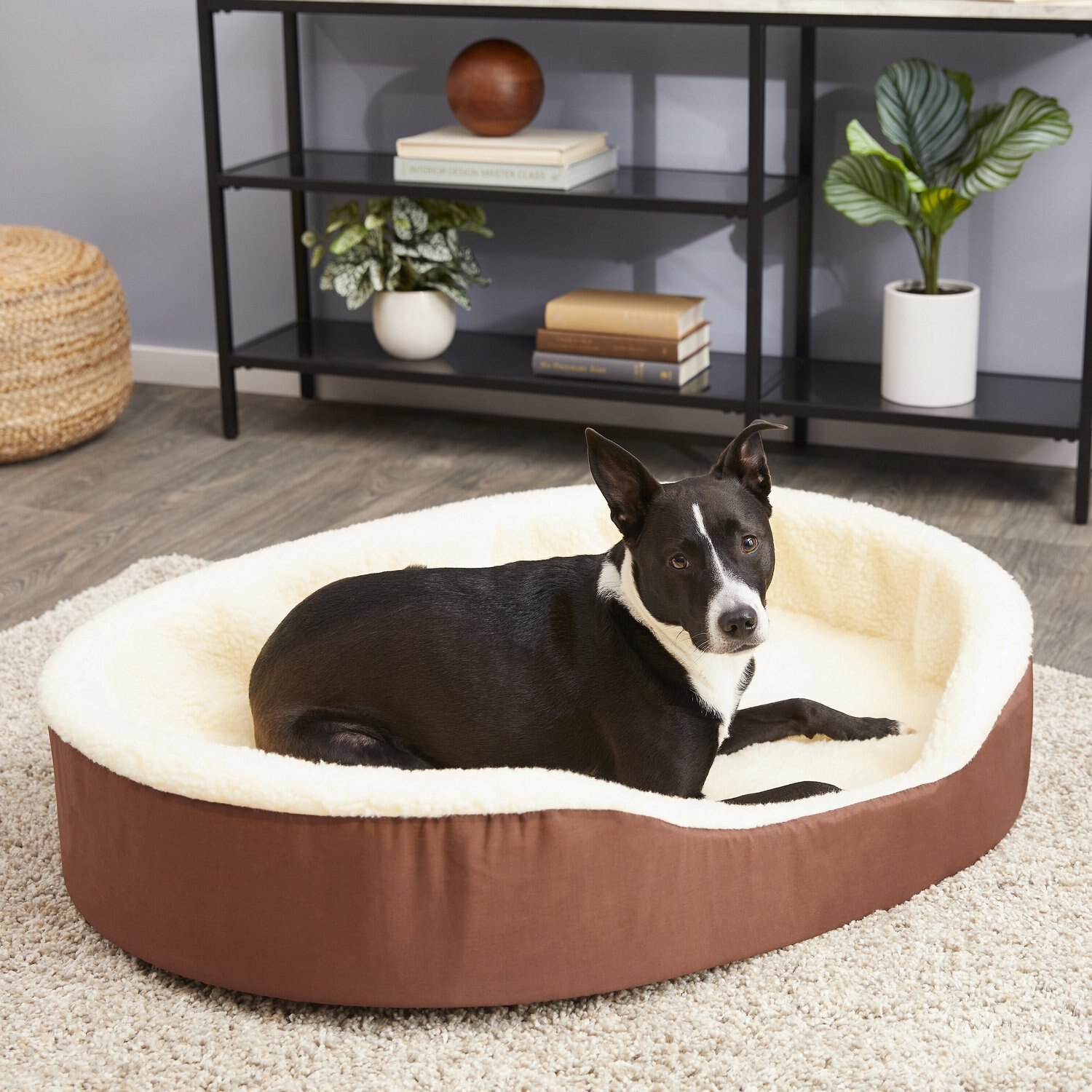 DOG BED KING USA Bolster Dog Bed w/Removable Cover, Brown, XLarge