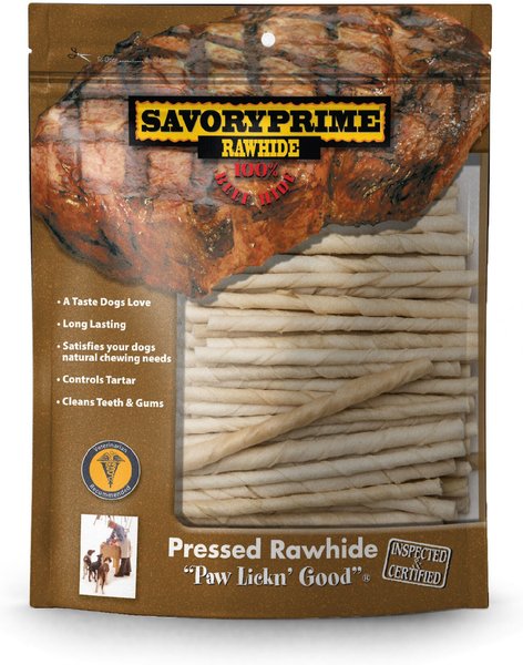 Savory Prime White Rawhide Twists Dog Treats, 5-in, 100 count slide 1 of 4