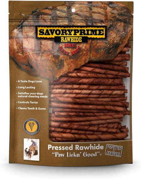 Savory Prime Beef Flavored Rawhide Twists Dog Treats, 5-in, 100 count slide 1 of 6