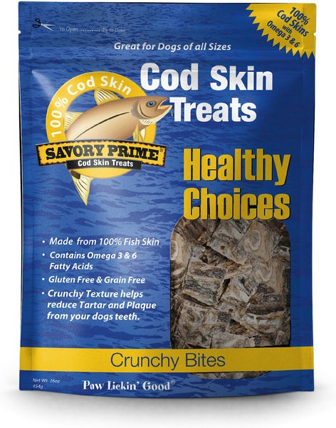 Savory Prime Cod Skin Crunchy Bites Dog Treats, 16-oz bag slide 1 of 3