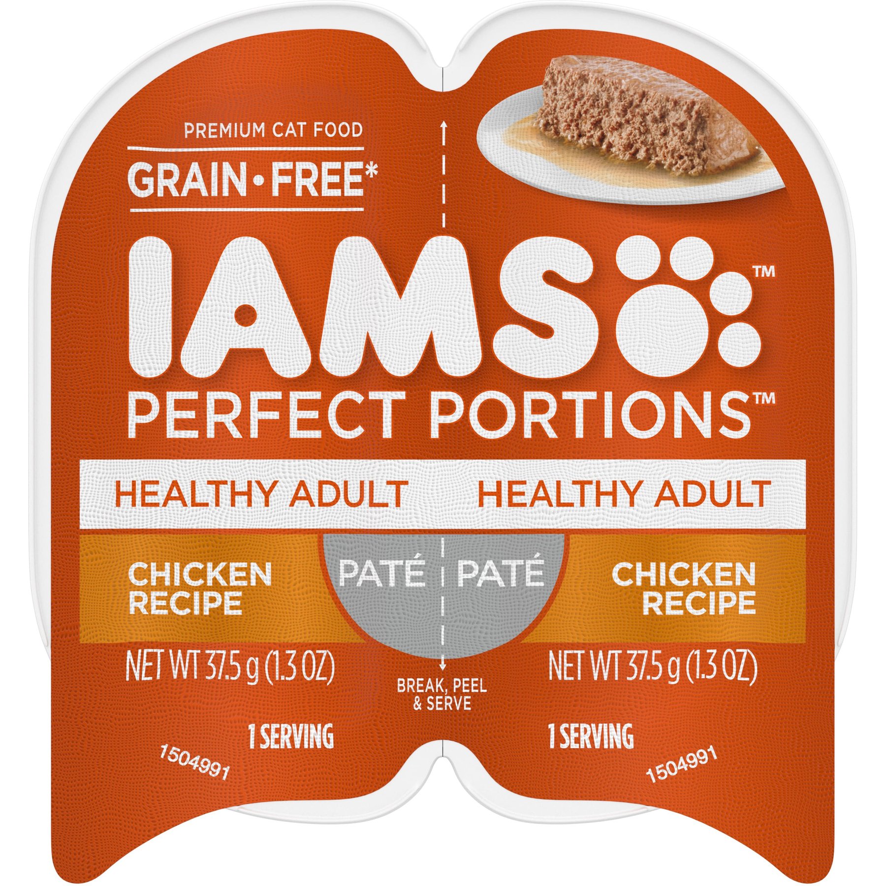 Iams Perfect Portions Healthy Adult Chicken Recipe Pate Grain Free Wet Cat Food Trays