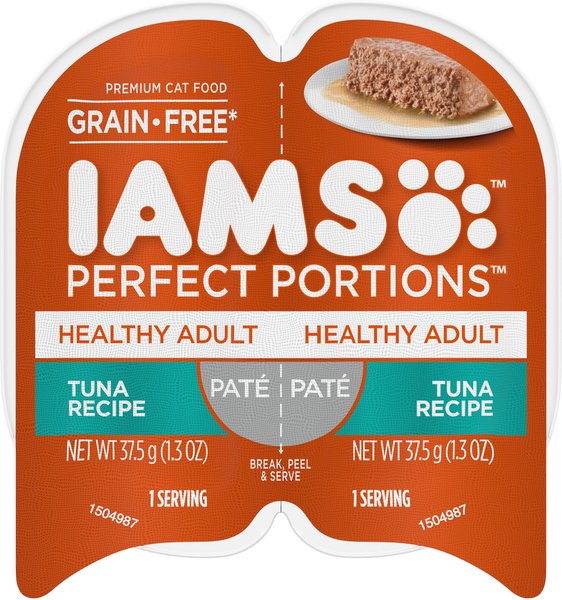 Iams Perfect Portions Healthy Adult Tuna Recipe Pate Grain-Free Adult Cat Food Trays, 2.6-oz, case of 24 twin-packs slide 1 of 8
