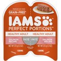 Iams Perfect Portions Healthy Adult Salmon Recipe Pate Grain Free Wet Cat Food Trays, 2.6-oz, case of 24 twin-packs