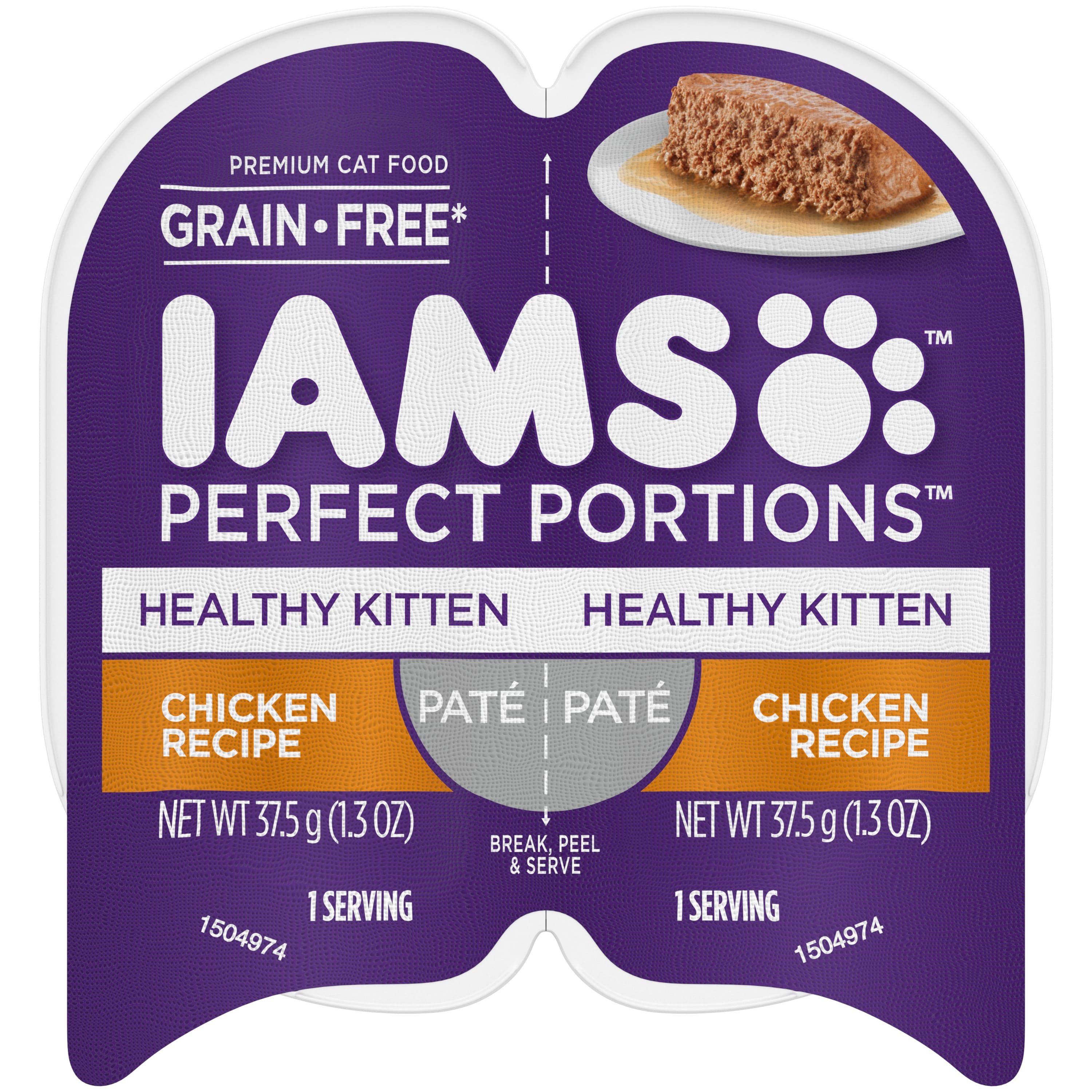 IAMS Perfect Portions Healthy Kitten Chicken Recipe Pate GrainFree Wet