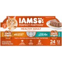 Iams Perfect Portions Healthy Adult Chicken & Tuna Variety Pack Grain-Free Pate Wet Cat Food, 2.6-oz tray, case of 12 twin-packs