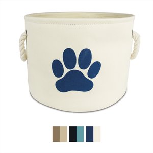Bone Dry Paw Print Dog & Cat Collapsible Storage Bin, Off White, Small