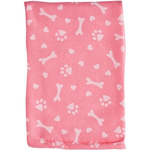 Bone Dry Printed Hearts Microfiber Dog Bath Towel, Pink