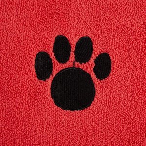 Bone Dry Embroidered Paw Print Microfiber Bath Towel, Red Gelato
