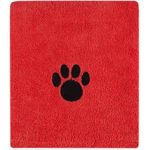 Bone Dry Embroidered Paw Print Microfiber Bath Towel, Red Gelato