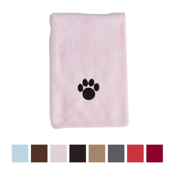 Bone Dry Embroidered Paw Print Microfiber Bath Towel, Pink slide 1 of 7