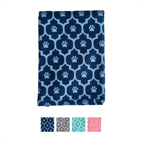 Dogs Unleashed Microfiber Pocket Towel with Paw Embroidery for Dogs & Cats, Sky