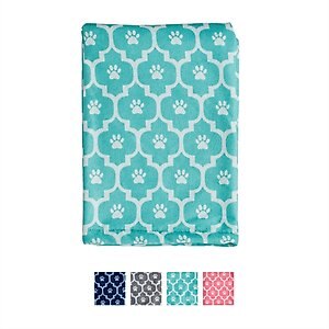 Bone Dry Printed Moroccan Microfiber Dog & Cat Bath Towel, Aqua