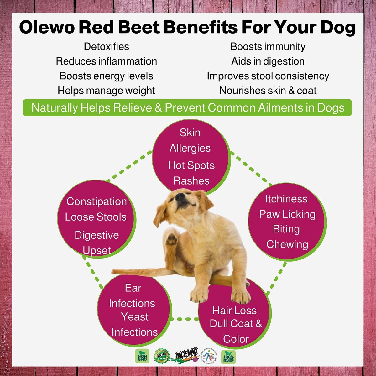 OLEWO Itch & Allergy Relief Dehydrated Red Beets Healthy Weight Dog