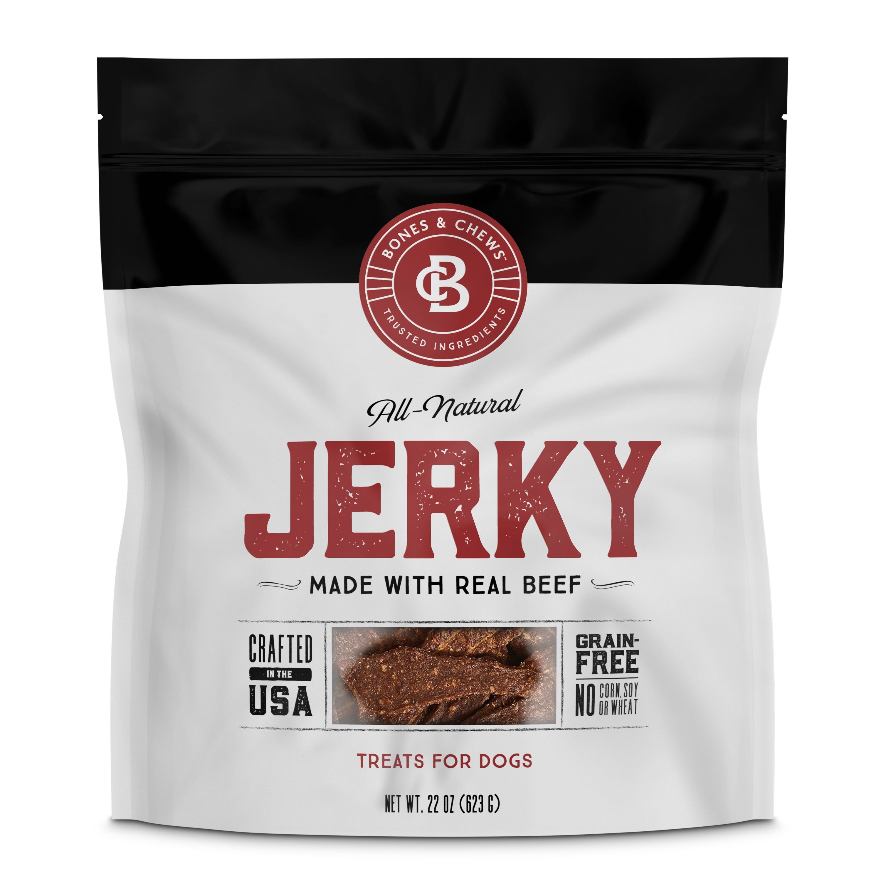 BONES & CHEWS All Natural GrainFree Jerky Made with Real Beef Dog