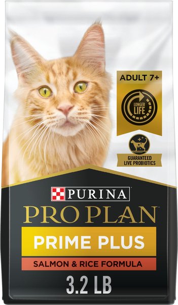Purina Pro Plan Salmon & Rice Formula High Protein 7+ Senior Dry Cat Food, 3.2-lb bag slide 1 of 10