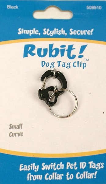 Rubit! Curved Dog Tag Clip, Black, Small slide 1 of 2