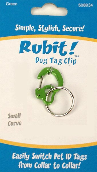 Rubit! Curved Dog Tag Clip, Green, Small slide 1 of 2