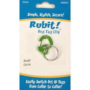 Rubit! Curved Dog Tag Clip, Green, Small
