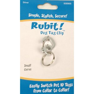 Rubit! Curved Dog Tag Clip, Silver, Small