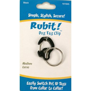 Rubit! Curved Dog Tag Clip, Black, Medium