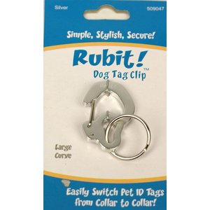 Rubit! Curved Dog Tag Clip, Silver, Large