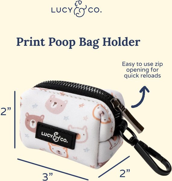 Lucy & Co. The Unbearably Cute Poop Bag Dispenser with Bags, White/Blue