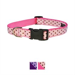 Sassy Dog Wear Polka Dot Dog Collar, Pink & Brown, X-Small 