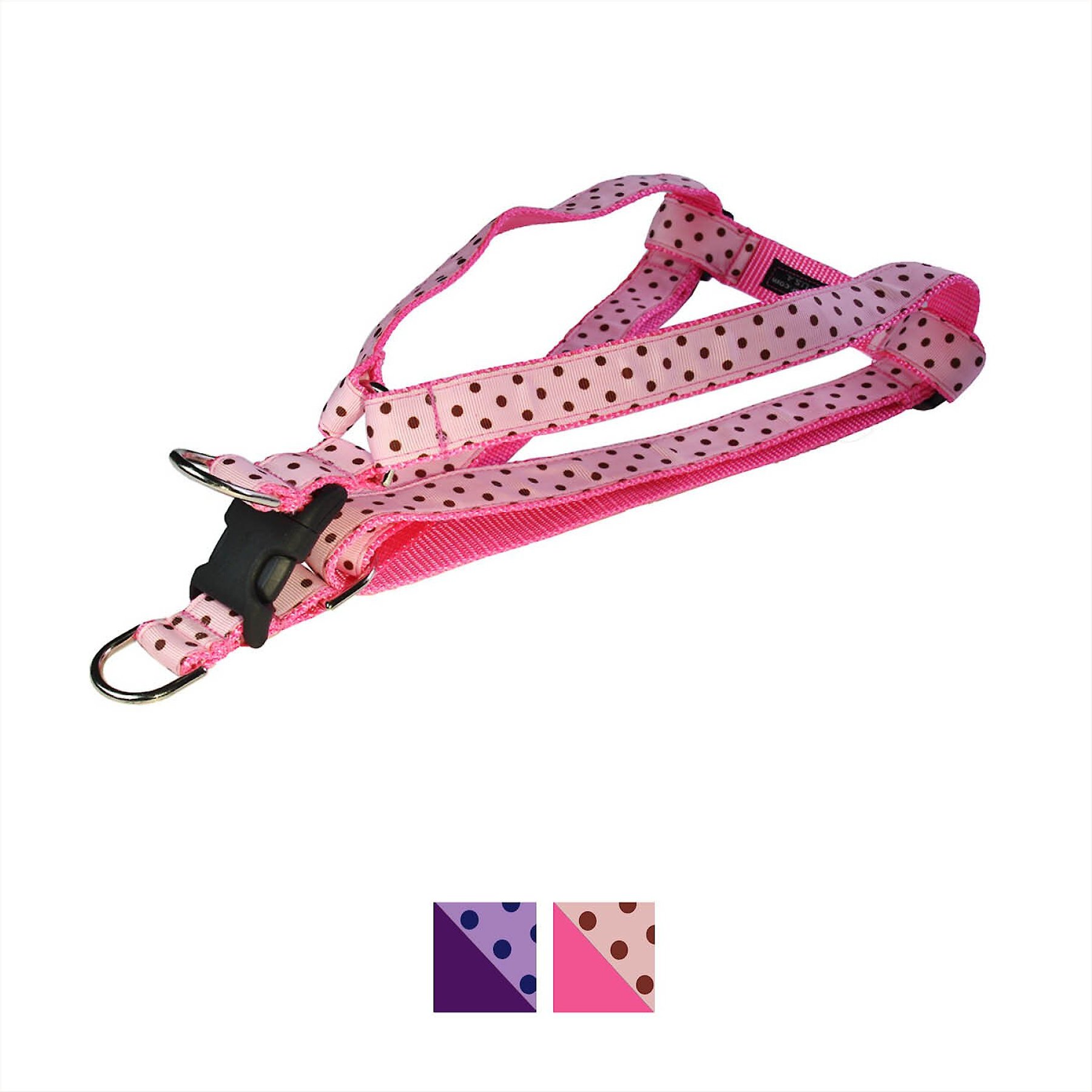 Sassy Dog Wear Polka Dot Dog Harness, Pink & Brown, X-Small