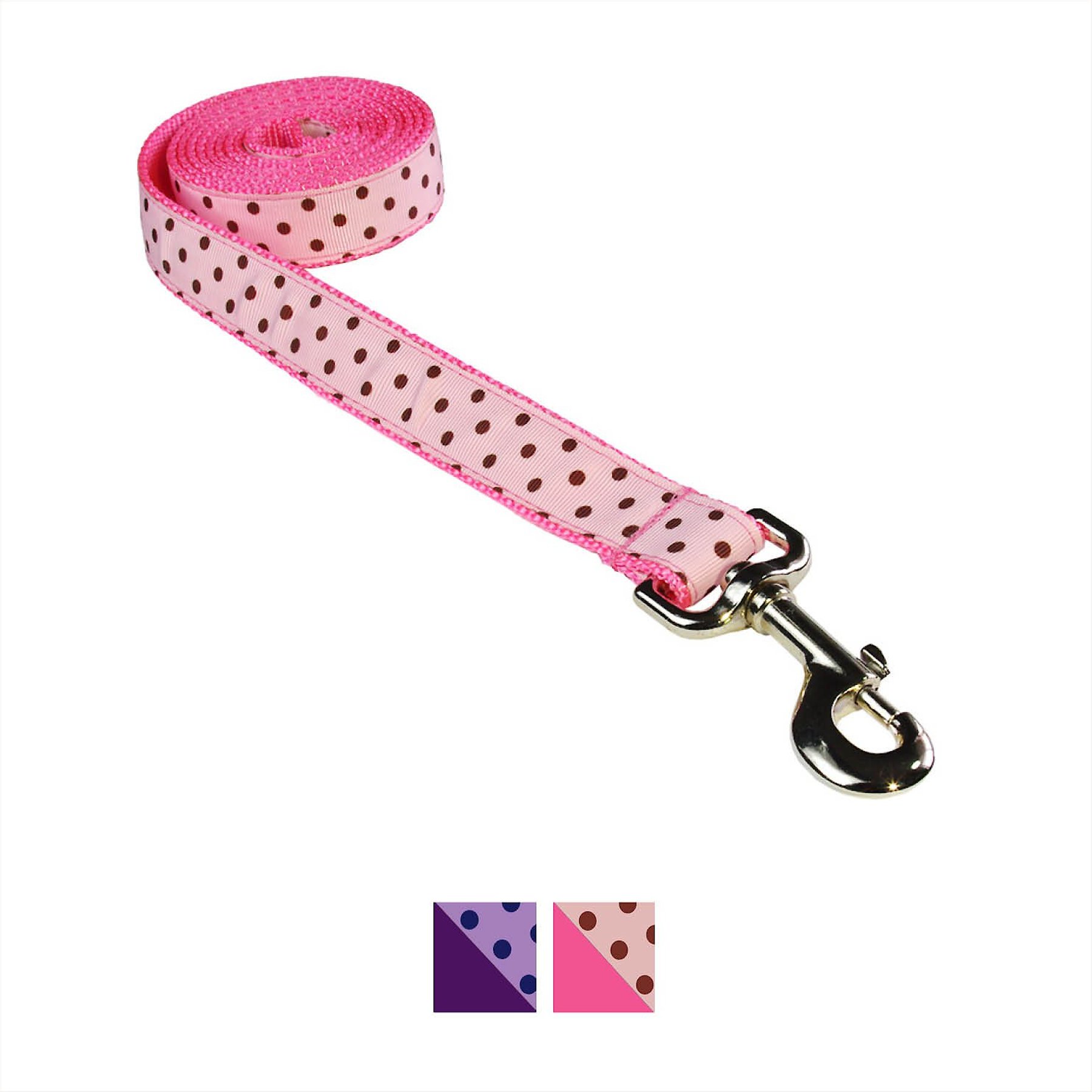 Sassy Dog Wear Polka Dot Dog Leash, Pink & Brown, X-Small