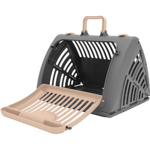 SportPet Designs Travel Master Collapsible Dog & Cat Carrier, Grey & Pink, Large