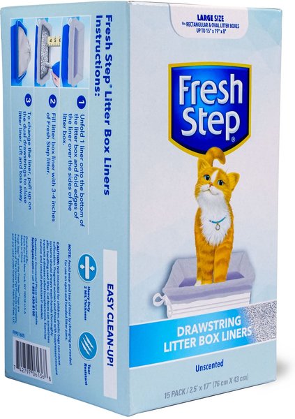 Fresh Step Brandclub Fresh Step Drawstring Cat Litter Box Liners Unscented 15 count Large 30 x 17 in