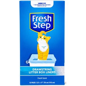 Fresh Step Drawstring Cat Litter Box Liners, Scented, 15 count, Large: 30 x 17-in