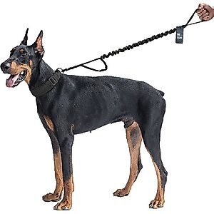 OneTigris Training Nylon Bungee Dog Leash, Black, 3.875-ft long, 1-in wide