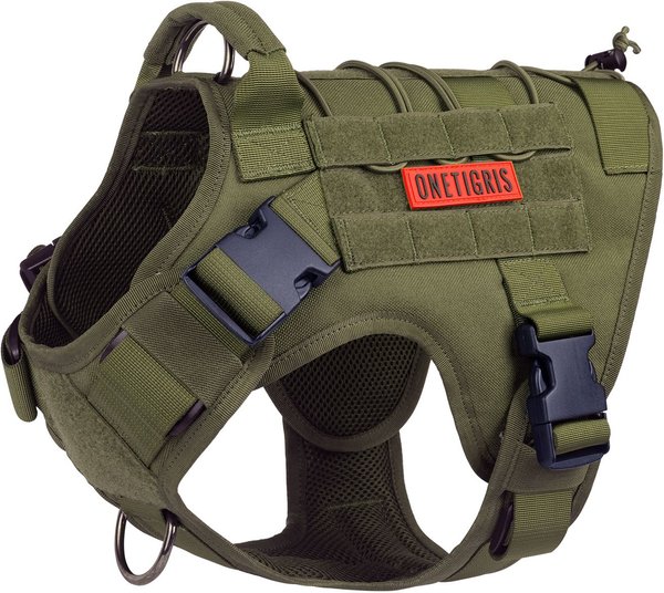 OneTigris Tactical Vest Nylon Front Clip Dog Harness, Ranger Green, Medium: 17 to 39-in chest slide 1 of 11
