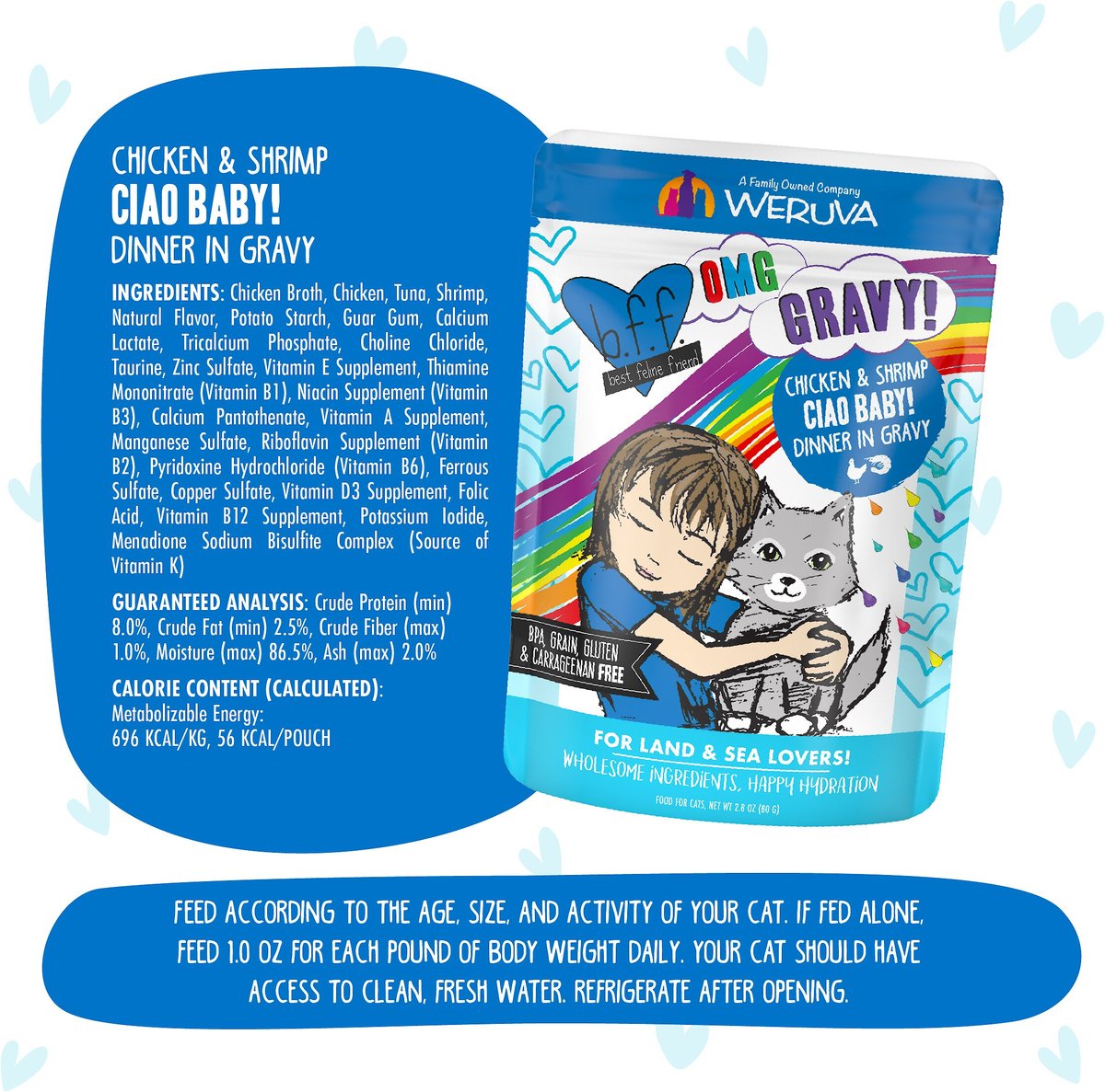 BFF OMG Ciao Baby! Chicken & Shrimp Dinner in Gravy Grain-Free Cat Food Pouches