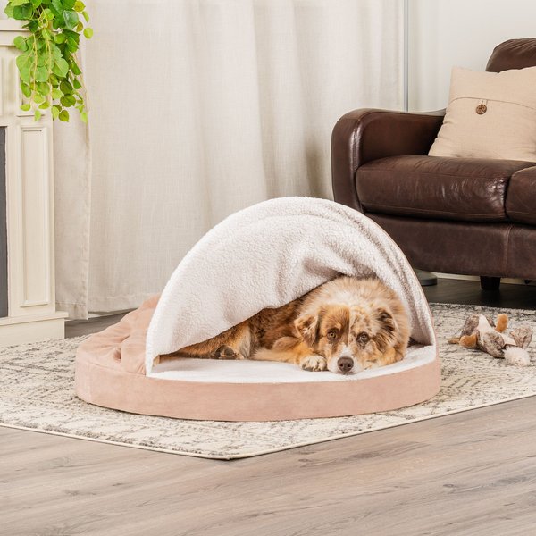 FurHaven Faux Sheepskin Snuggery Orthopedic Cat & Dog Bed w/Removable Cover, Cream, 35-in slide 1 of 10