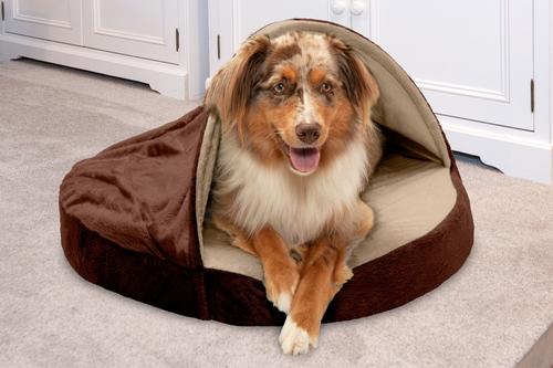 Show full view: FurHaven Microvelvet Snuggery Orthopedic Cat & Dog Bed with Removable Cover, Espresso, 26-in slide 3 of 11