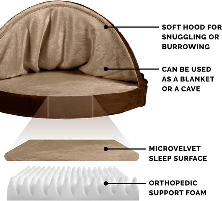 Show full view: FurHaven Microvelvet Snuggery Orthopedic Cat & Dog Bed with Removable Cover, Espresso, 26-in slide 4 of 11
